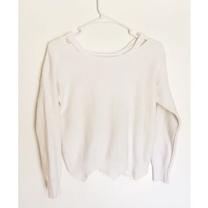 Scallop Hem Crop Sweater